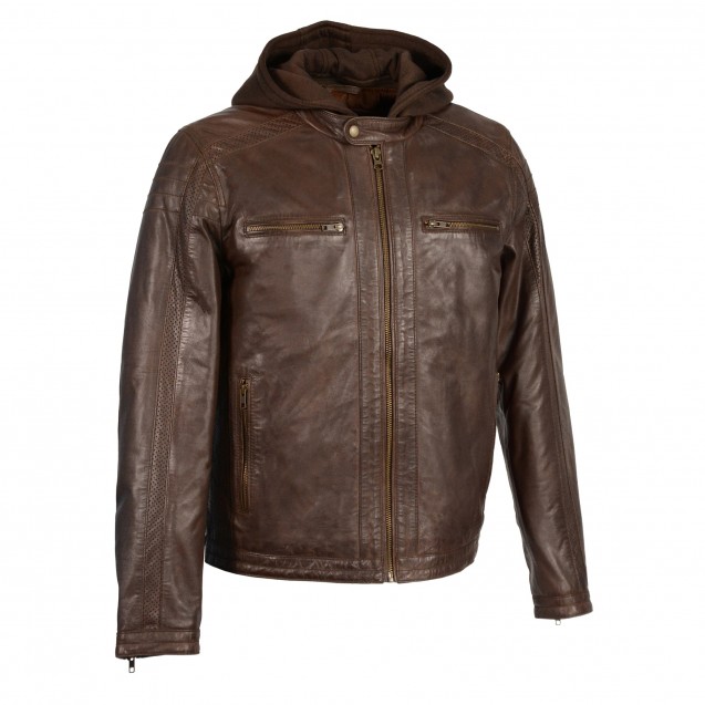 Men's Zipper Front Leather Jacket 