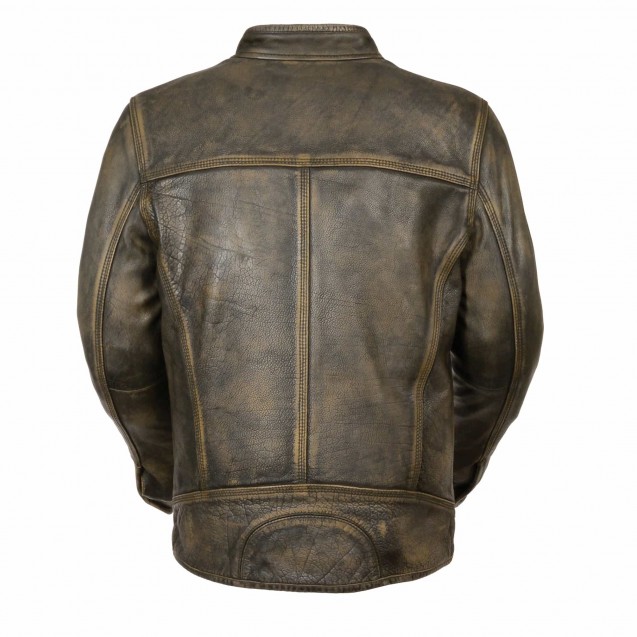 Men's Brown Distressed Scooter Jacket