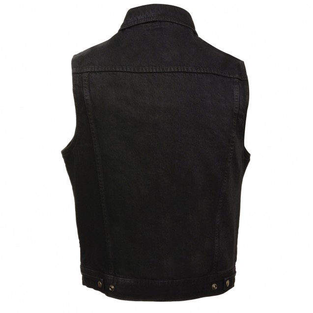 Men's Snap Front Denim Vest w/ Shirt Collar 