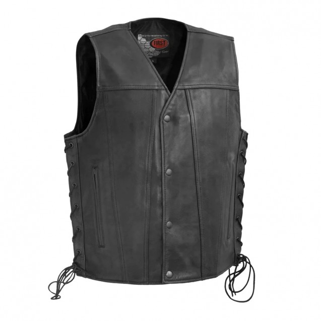 High Roller Men's Motorcycle leather Vest Black
