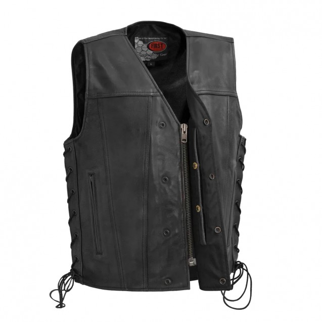 High Roller Men's Motorcycle leather Vest Black