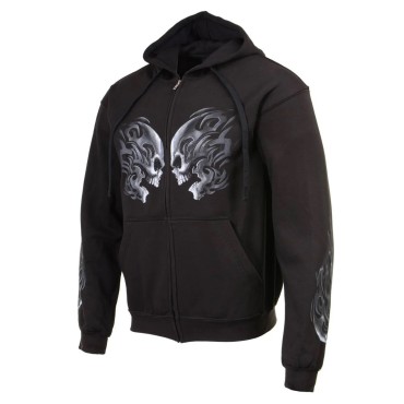 MEN’S ‘HEAD BUTT SKULL’ BLACK HOODIE WITH ZIPPER CLOSURE