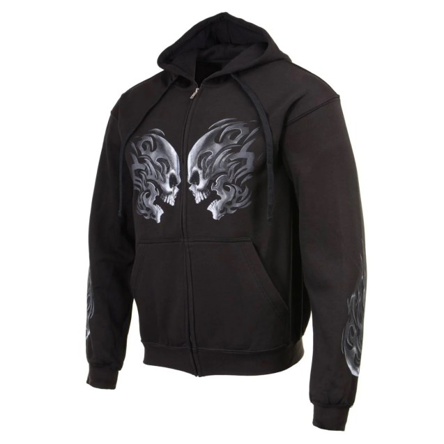 MEN’S ‘HEAD BUTT SKULL’ BLACK HOODIE WITH ZIPPER CLOSURE