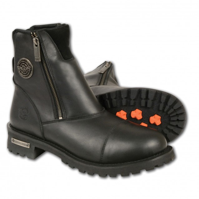 Men's Double Sided Zipper Entry Motorcyle Leather Boots 