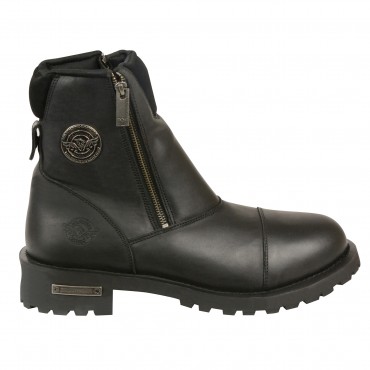 Men's Double Sided Zipper Entry Motorcyle Leather Boots 