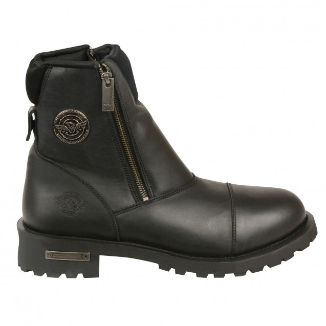 Men's Double Sided Zipper Entry Motorcyle Leather Boots 