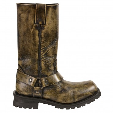 11" Men's Distress BL/BR Harness Biker Boots 