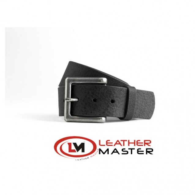 1.5 Inch Black Leather Belt 