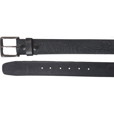 Distressed Black Leather Belt, Forest