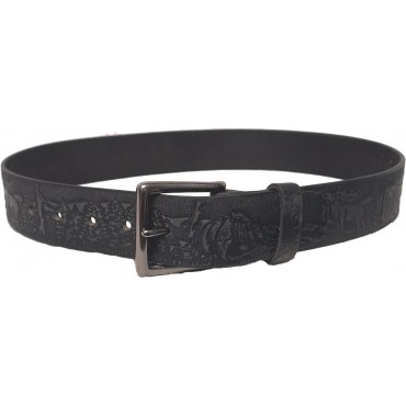 Distressed Black Leather Belt, Forest
