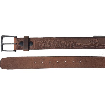 Distressed Brown Leather Belt, F0rest