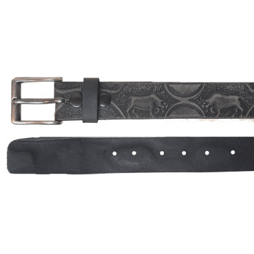 Distressed Black Leather belt, HORN 