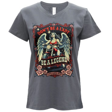 RETRO POSTER LADIES CHARCOAL T-SHIRT 