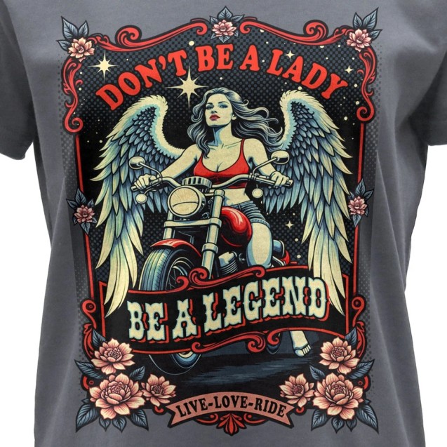 RETRO POSTER LADIES CHARCOAL T-SHIRT 