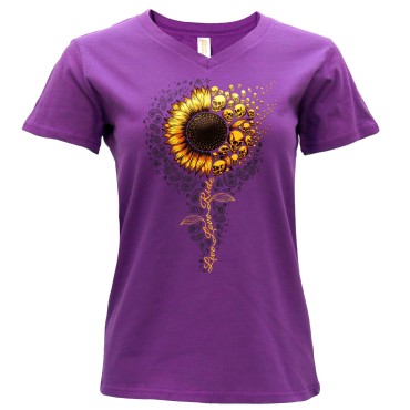 SUNFLOWER SKULL LADIS PURPLE T-SHIRT 