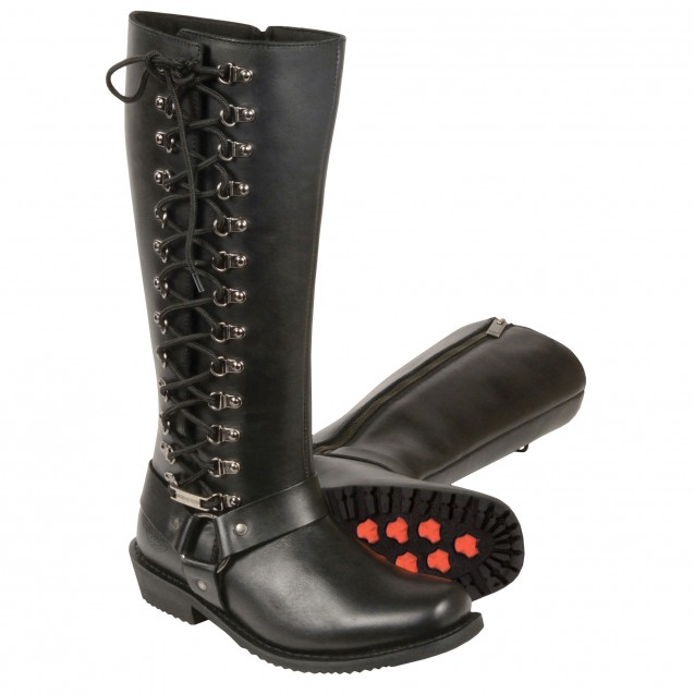 Women's 14” INCH CLASSIC HARNESS SQUARE TOE LEATHER BOOT W/ FULL LACING