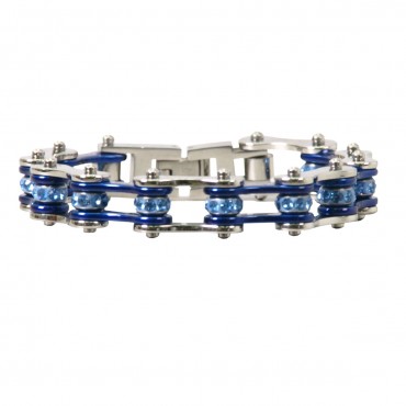 Bracelets, Dark Blue Motorcycle Chain Bracelets 