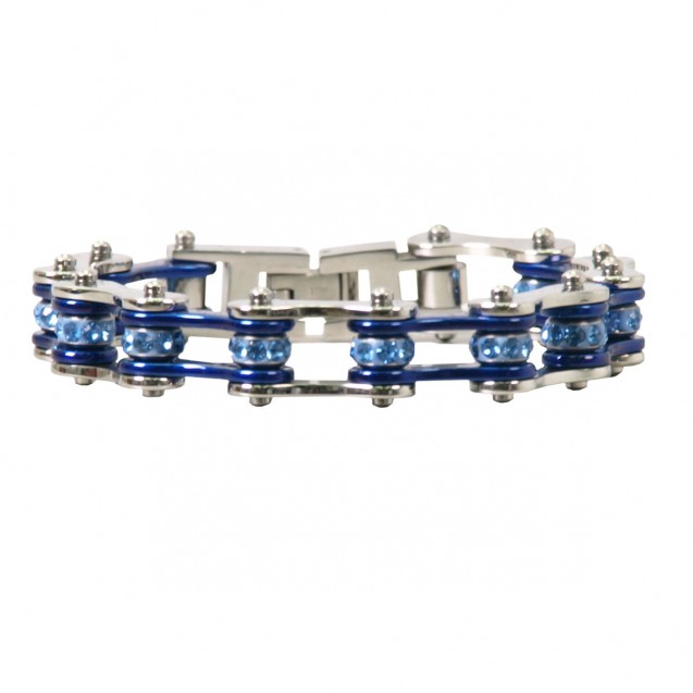 Bracelets, Dark Blue Motorcycle Chain Bracelets 