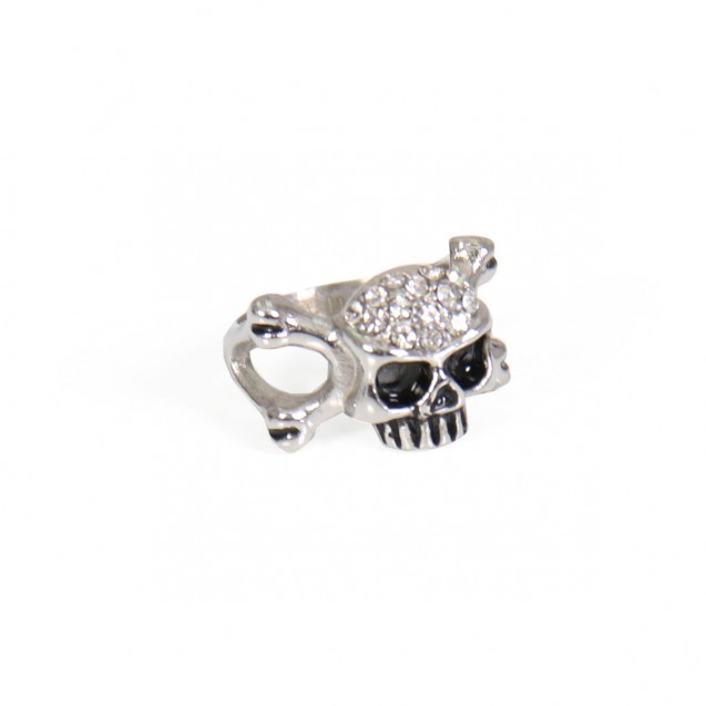 Rhinestone Skull & Bones Ring