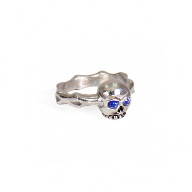 Blue Eye Small Skull Ring 