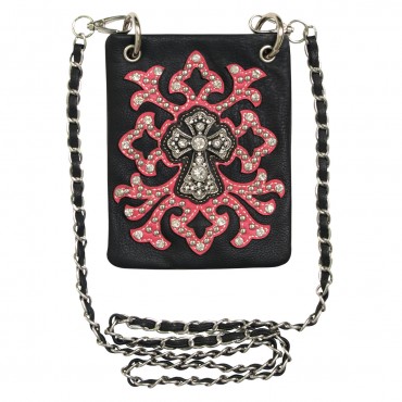 Ladies Fuchsia Purse with Cross