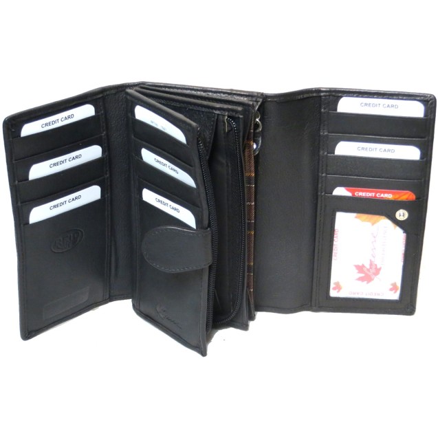 Genuine Cowhide Leather Ladies RFID 14 Card & 1 ID Wallet