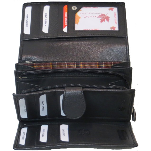 Genuine Cowhide Leather Ladies RFID 14 Card & 1 ID Wallet