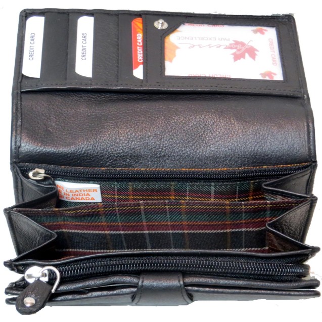 Genuine Cowhide Leather Ladies RFID 14 Card & 1 ID Wallet