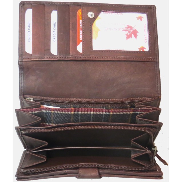 Genuine Cowhide Leather Ladies RFID 14 Card & 1 ID Wallet