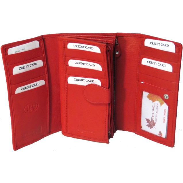 Genuine Cowhide Leather Ladies RFID 14 Card & 1 ID Wallet