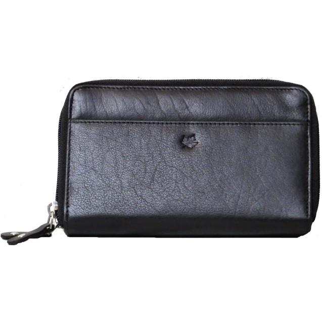 Genuine Cowhide Leather Ladies Double Zipper RFID Wallet