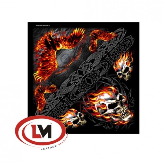 Burning Skull and Eagle Bandana