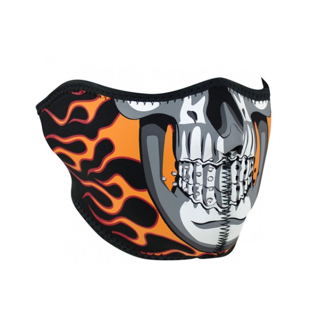 Half Mask- Neoprene- Burning Skull