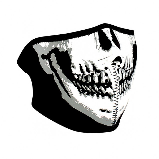Half Mask- Neoprene- Skull Face- Glow in the Dark