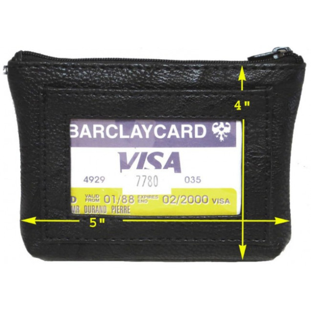 Elegant leather all purpose zippered pouch with ID and keychain 