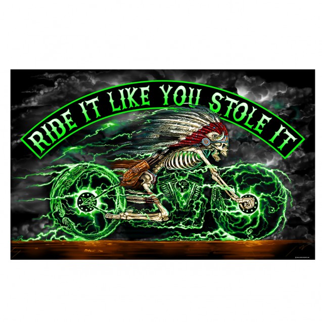 Skeleton Cycle Full Size Biker Flag