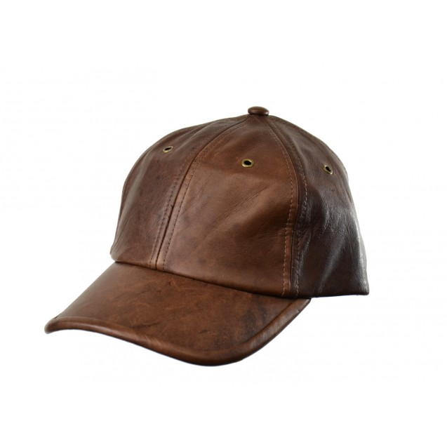 Six panel lambskin leather ballcap