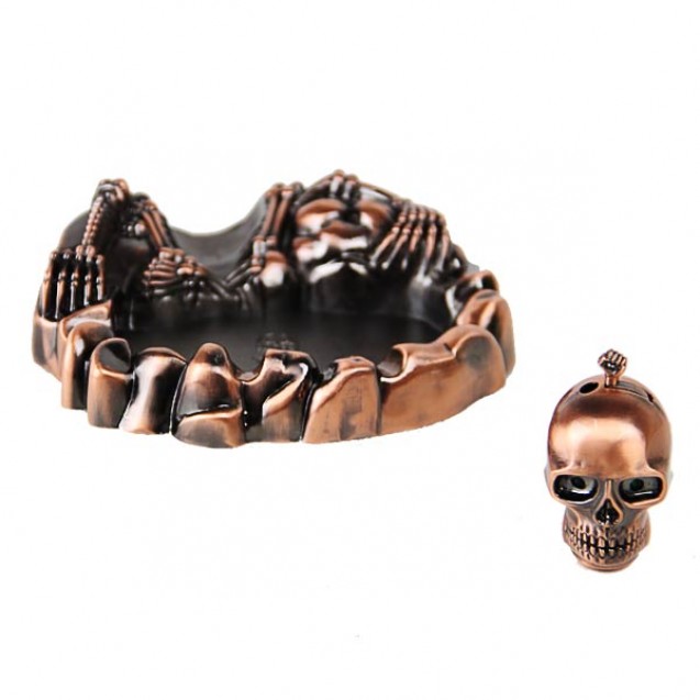Skull Ashtray with Lighter