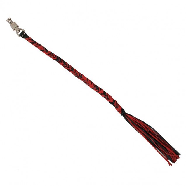 Red and Black Leather Motorcycle Whip