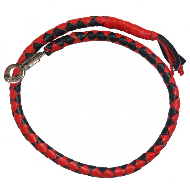 Red and Black Leather Motorcycle Whip