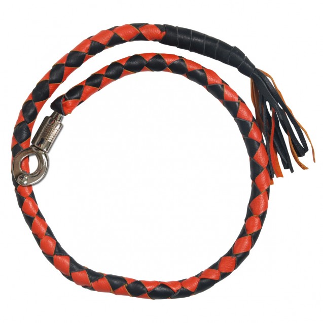 Black and Orange Leather Motorcycle Whip
