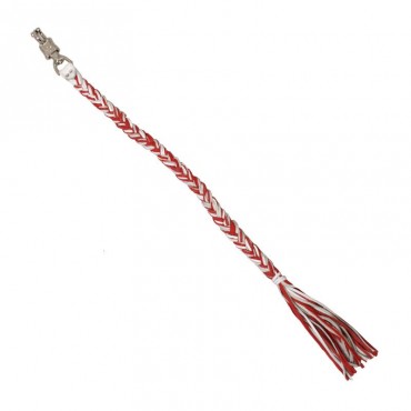 Red and White Leather Motorcycle Whip