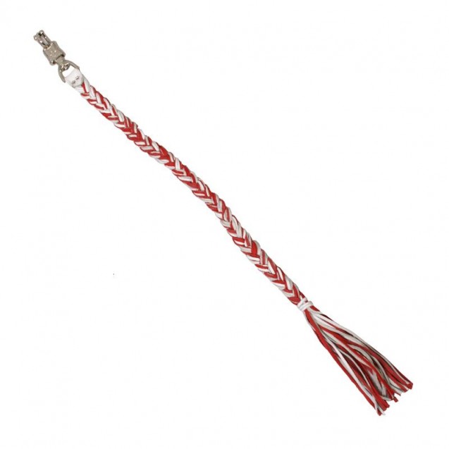 Red and White Leather Motorcycle Whip