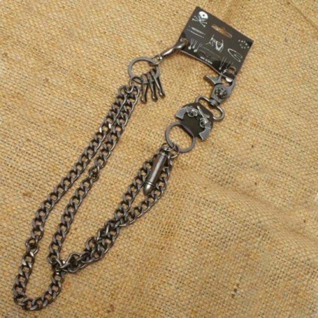  Wallet Chain with Skull/ guns/bullet