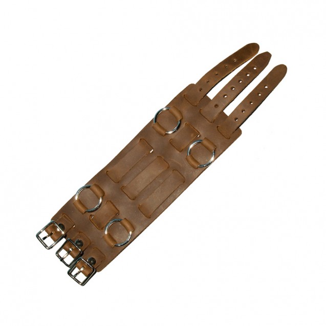 3-Strap Brown Leather Watchband