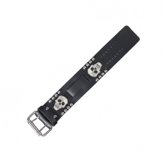 1.5" Skull Leather Watch Band
