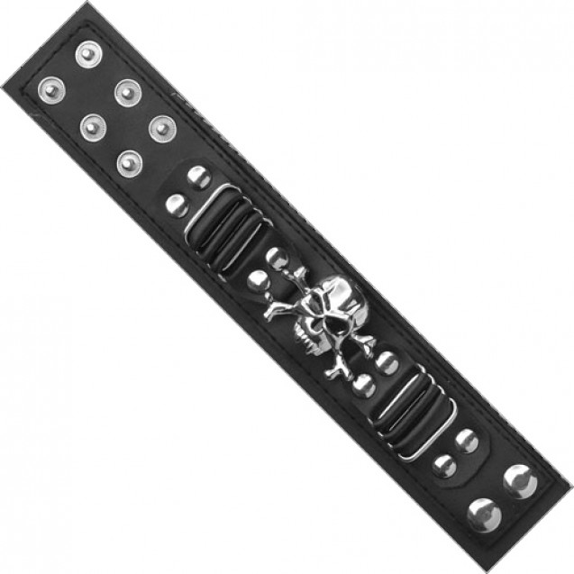 Vinyl bracelet with skull & bones design